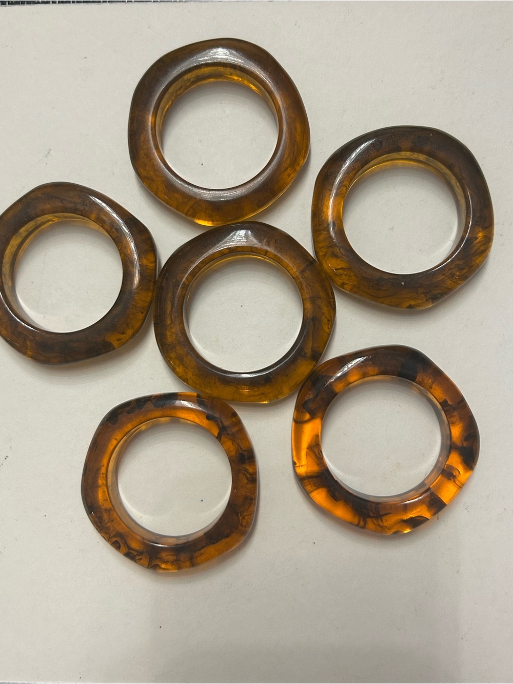 Amber Faux Tortoise Shell Resin Napkin Rings Set of 6 Crown & Ivy